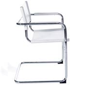 Chaise design à accoudoirs pour bureau ou salle de réunion 'STANDARD' blanche pieds en métal chromé
