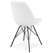 Chaise design de style baroque 'GORD' en tissu bouclé blanc avec 4 pieds en métal noir