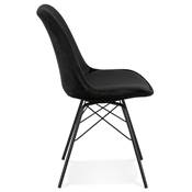 Chaise design style baroque 'GORD' en velours noir et 4 pieds avec croisillons en métal noir
