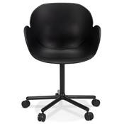 Chaise de bureau à accoudoirs design à roulettes dossier bas 'MINISTRY' noire pieds en métal noir