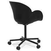 Chaise de bureau à accoudoirs design à roulettes dossier bas 'MINISTRY' noire pieds en métal noir