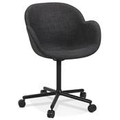 Chaise de bureau à accoudoirs design à roulettes dossier bas 'MINISTRY' tissu gris pieds métal noir