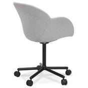 Chaise de bureau à accoudoirs design à roulettes dossier bas 'MINISTRY' tissu gris pieds métal noir