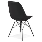 Chaise design 'GORD' en tissu noir et 4 pieds avec croisillons en métal noir