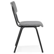 Chaise 'SKOLA' assise et dossier en tissu côtelé gris foncé avec 4 pieds en métal noir