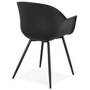 Chaise style industriel design à accoudoirs 'EXPO' noire avec 4 pieds en métal blanc