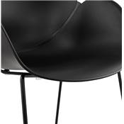 Chaise intérieur/extérieur design à accoudoirs 'ALL TIME' noire avec pieds tréteaux en métal noir