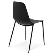 Chaise design intérieur / extérieur 'EASY' assise en resine noire 4 pieds en métal noir