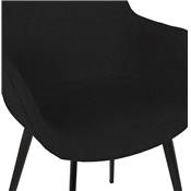 Chaise design lounge à accoudoirs 'NICE' en tissu noir avec 4 pieds en métal noir