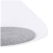 Chaise lounge design de style moderne 'MOON' blanche avec assise en tissu gris pieds en métal