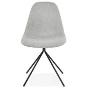 Chaise design style industriel 'PERRY' en tissu gris clair avec 4 pieds en métal noir