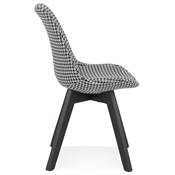 Chaise 'BLACK MILANO' en tissu pied de poule et 4 pieds en bois noir