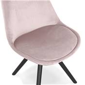 Chaise vintage 'BLACK FIRENZA' en velours rose et 4 pieds en bois noir