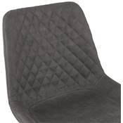 Chaise design style vintage 'HERTIG' en microfibre gaufrée grise et 4 pieds en métal noir