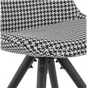 Chaise design style vintage 'MODENA' tissu pied de poule 4 pieds en bois noir et métal brossé doré