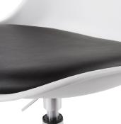 Chaise design réglable 'Tulipe' pivotante blanche et noire pied métal chromé