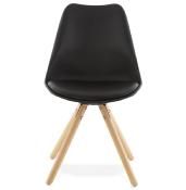 Chaise scandinave design 'Sueden' noire avec 4 pieds en bois naturel