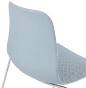 Chaise design empilable 'Style' bleue avec pieds tréteaux en métal chromé