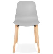 Chaise scandinave design 'Parkwood' grise avec 4 pieds en bois naturel