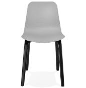 Chaise design 'Parkwood Black Edition' grise avec 4 pieds en bois noir