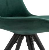Chaise design 'Black Firenza' en velours vert avec 4 pieds en bois noir