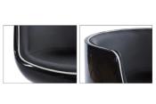 Fauteuil boule design rond 'Coque' pivotant noir pied central en métal chromé