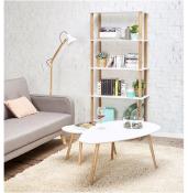 Tables basses scandinaves gigognes ovales 'Sisko' plateau bois blanc 3 pieds en bois - 116 x 66 cm