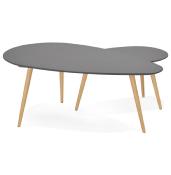 Tables basses scandinaves gigognes ovales 'Sisko' plateau bois gris 3 pieds en bois – 116 x 66 cm