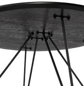 Table basse style industriel ronde 'Cooper' plateau en bois noir 4 pieds en métal noir - Ø 80 cm