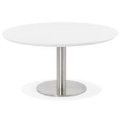 Table basse design ronde 'ELEA MINI' plateau en bois blanc et pied en acier brossé - Ø 90 cm