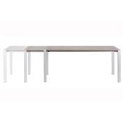 Table / table de réunion extensible 'Luxury' plateau noyer 4 pieds métal brossé - 170(260) x 90 cm