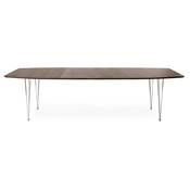 Table / table de réunion extensible 'Rym' plateau noyer 4 pieds métal chromé - 170(270) x 100 cm