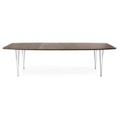 Table à diner / de réunion extensible 'Rym' plateau noyer 4 pieds métal chromé - 170(270) x 100 cm