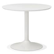 Petite table à diner / de réunion 'Kontur White' bois blanc et pied central en métal blanc - Ø 90 cm