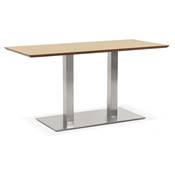 Table à diner / de salle à manger 'Tvillin Small' bois avec pied central acier brossé - 150 x 70 cm