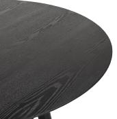 Table de salle à manger scandinave ronde 'Üméa' plateau et 4 pieds en bois noir – Ø 120 cm