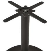 Table / table de réunion ronde design 'Kontur Black XL' noyer pied central métal noir - Ø 120 cm