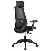 Fauteuil de bureau à roulettes dossier haut 'CAPTAIN' tissu et tissu maillé noir pieds métal noir