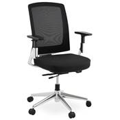 Fauteuil de bureau design à roulettes dossier haut 'FOLLOW' tissu noir et maillé pieds chromés