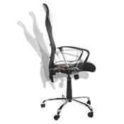 Fauteuil de bureau design à roulettes dossier haut 'CAPO' noir tissu résille pieds en métal chromé