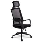 Fauteuil de bureau design à roulettes dossier haut 'BOOT' en tissu et tissu maillé noir pieds noir