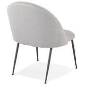Fauteuil design 'ART' en tissu gris clair avec 4 pieds en métal noir