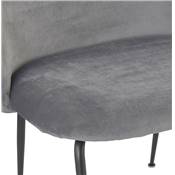 Fauteuil design 'ART' en velours gris clair avec 4 pieds en métal noir