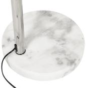 Lampadaire design 'Arc XL' abat-jour blanc structure en métal chromé socle en marbre