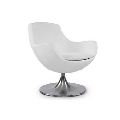 Fauteuil moderne 'Empirio' pivotant blanc pied central en aluminium brossé