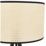 Lampadaire trépied scandinave 'SNELL' avec abat-jour en rotin naturel et 3 pieds en métal noir