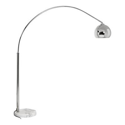 Lampadaire design 'Arc' abat-jour et structure en métal chromé socle en marbre