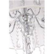 Lampadaire baroque 'Cosy' abat-jour chandelier 5 branches à pampilles tissu blanc structure chromé