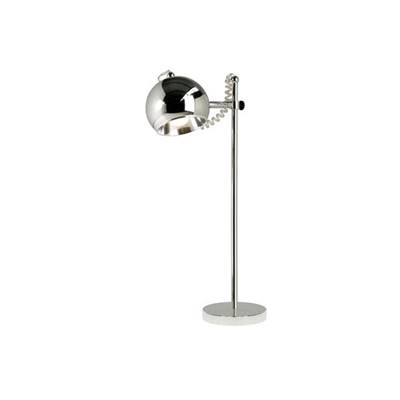 Lampe à poser design 'Globo' abat-jour rond structure et socle en métal chromé