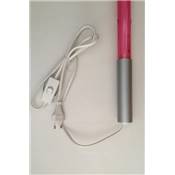 Lampe tube 'Néon' rose socle gris